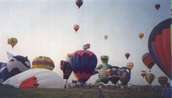 Balloons taking off from the airport